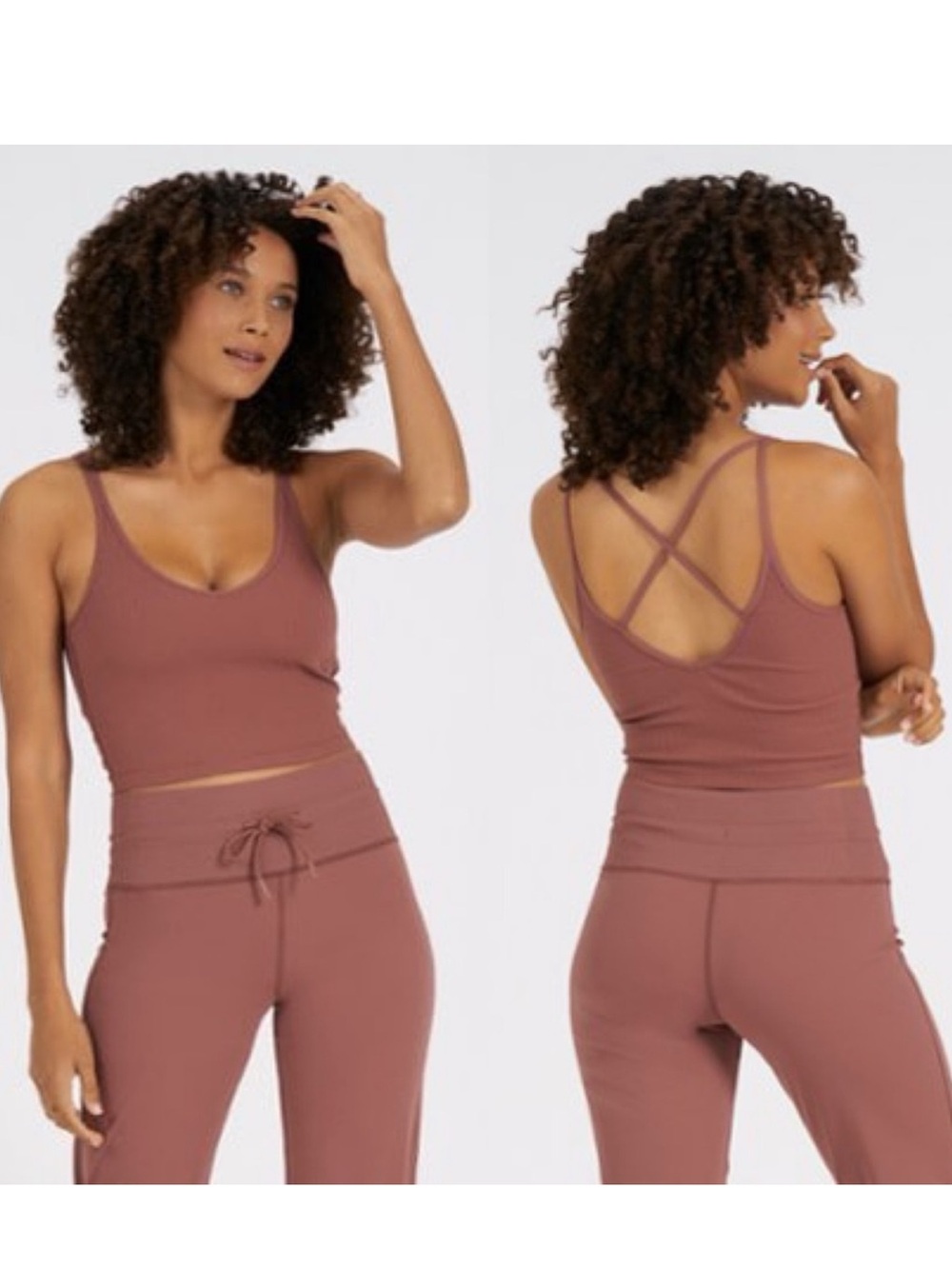 Vuori Ribbed Crop Tank Top Marsala SZ L